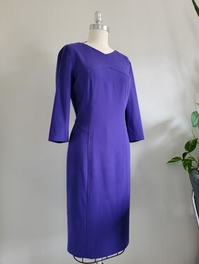 HUGO BOSS purple three quarter length sleeve, fitted midi dress